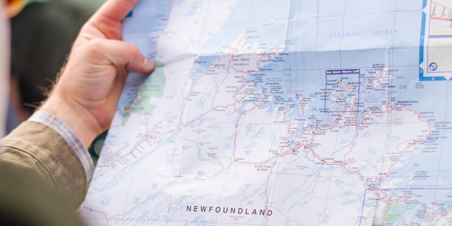 Physical map of Newfoundland